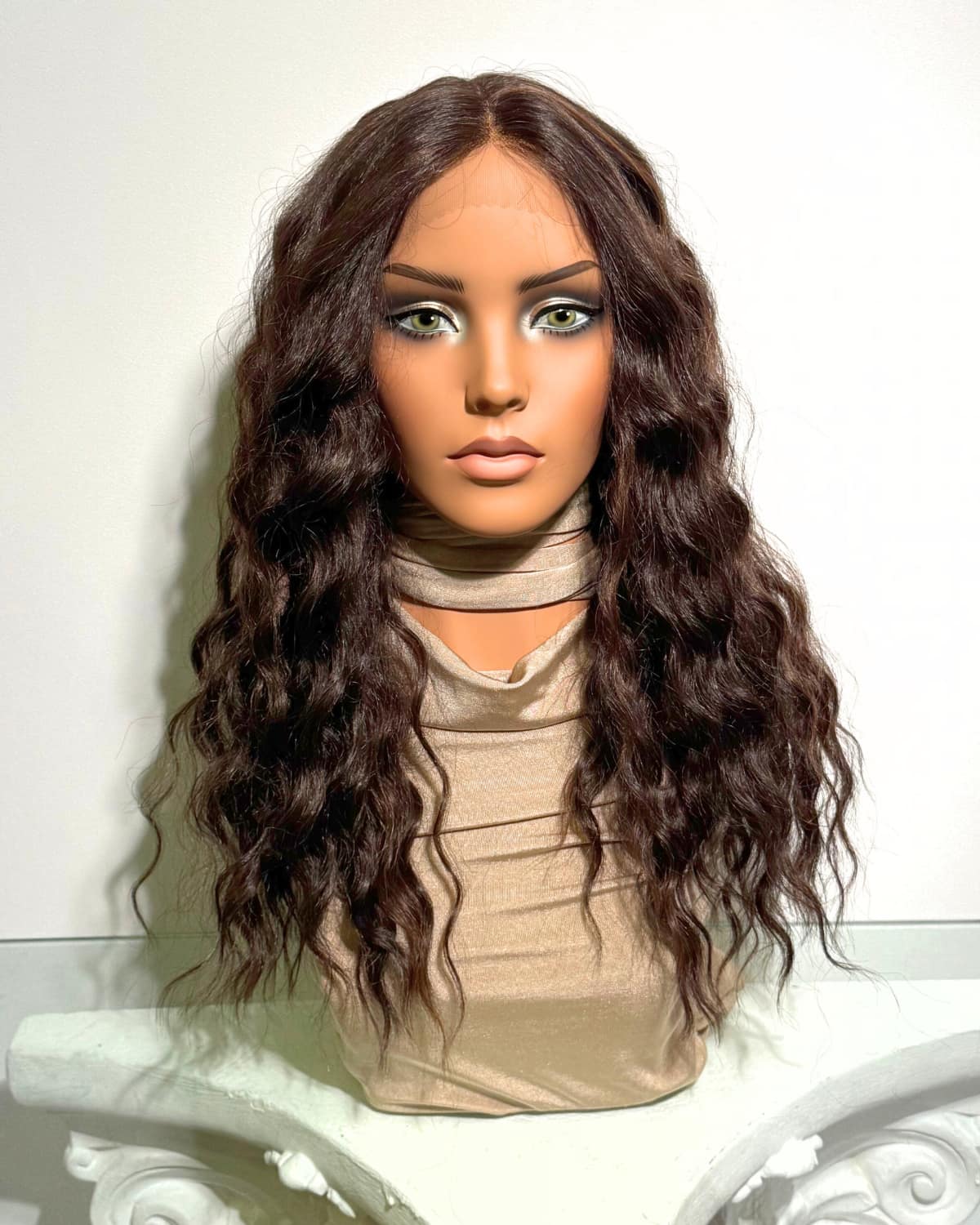 Crown : Bruin Curly Synthetische Wig