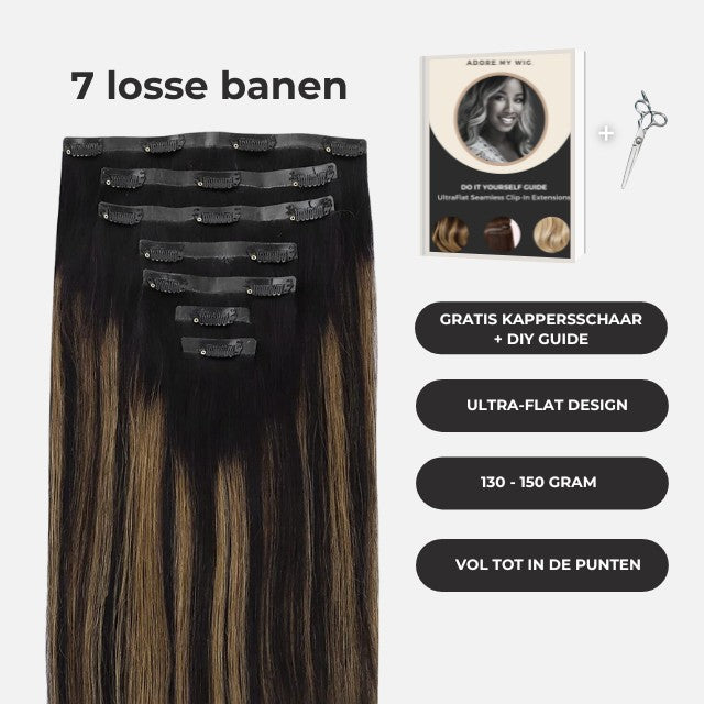 Marrón Mezclado - Clip-Ins Sin Costura