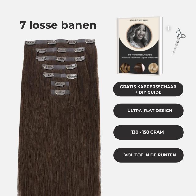 Elegancia Castaña - Clip-Ins Sin Costuras