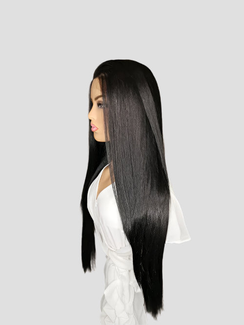 Progress: Zwarte pruik lang haar